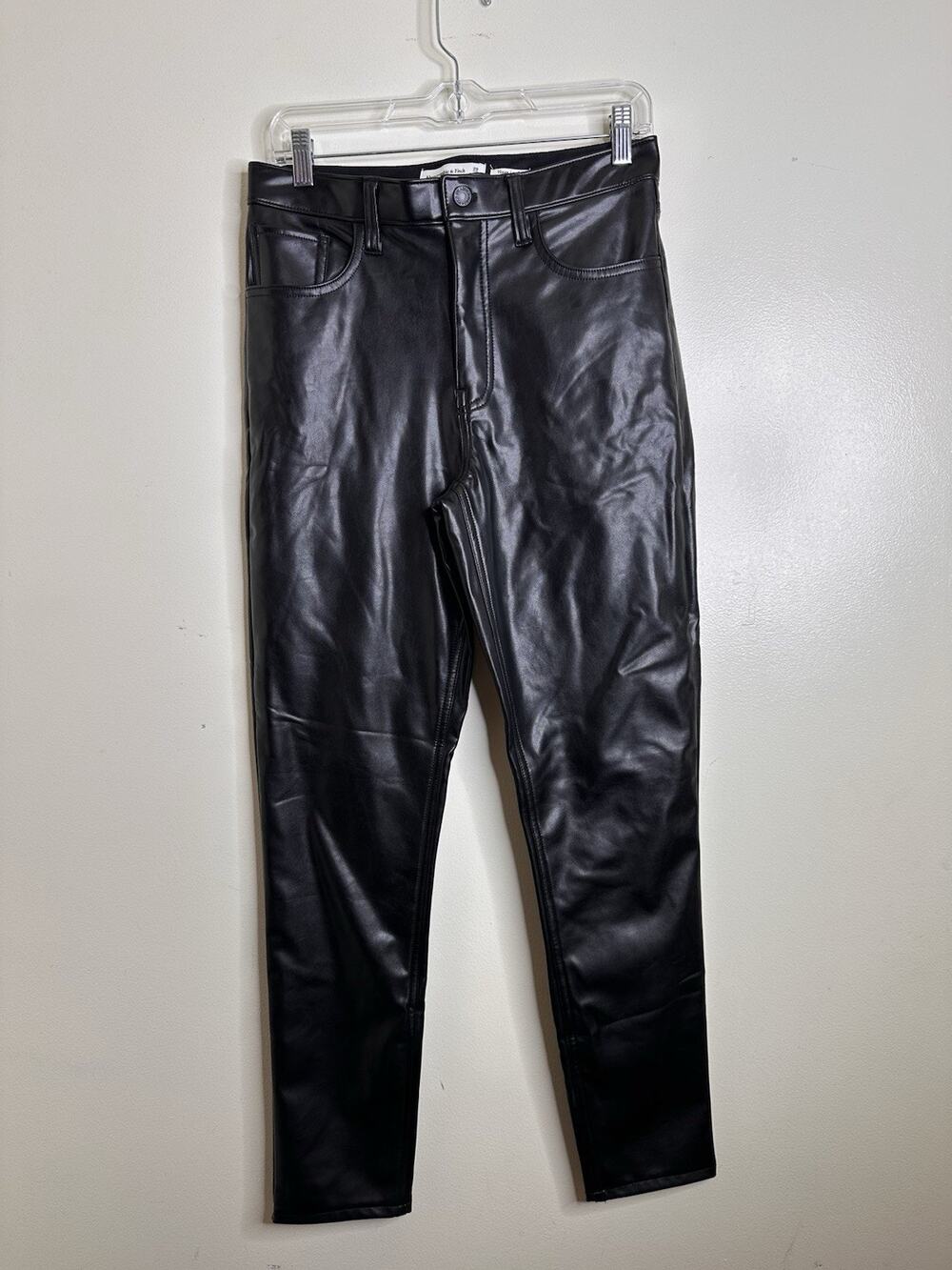 Abercrombie & Fitch Size 8L Long The Skinny High Rise Black Faux Leather Pants